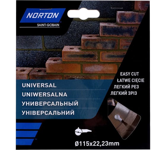 Алмазный диск с сегментированной кромкой 115x22.2, универсальный NORTON 70184601270