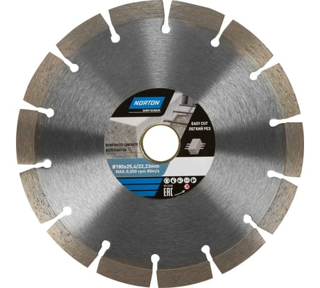 Алмазный диск с сегментированной кромкой 180x22.2, железобетон NORTON 70184603370