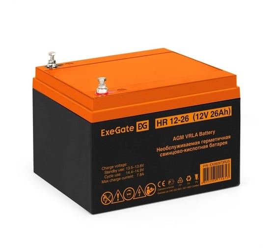 Аккумуляторная батарея HR 12-26 12 V, 26 A*h, под болт М5 ExeGate 282973 1