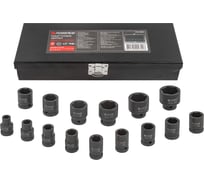 Набор головок ударных 15 предметов, 1/2", 6-гранная, 10, 12, 13, 14, 15, 16, 17, 18, 19, 21, 22, 24, 27, 30, 32 мм, в металическом кейсе Forsage F-4159-5MPB(7743)
