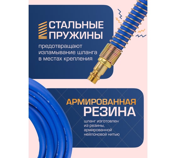 Шланг резиновый воздушный армированный с фитингами 10x16 мм, 20 м Forsage F-AHF-2010(57575)