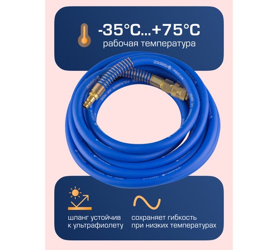 Шланг резиновый воздушный армированный с фитингами 8x14 мм, 10 м Forsage F-AHF-108(57572)