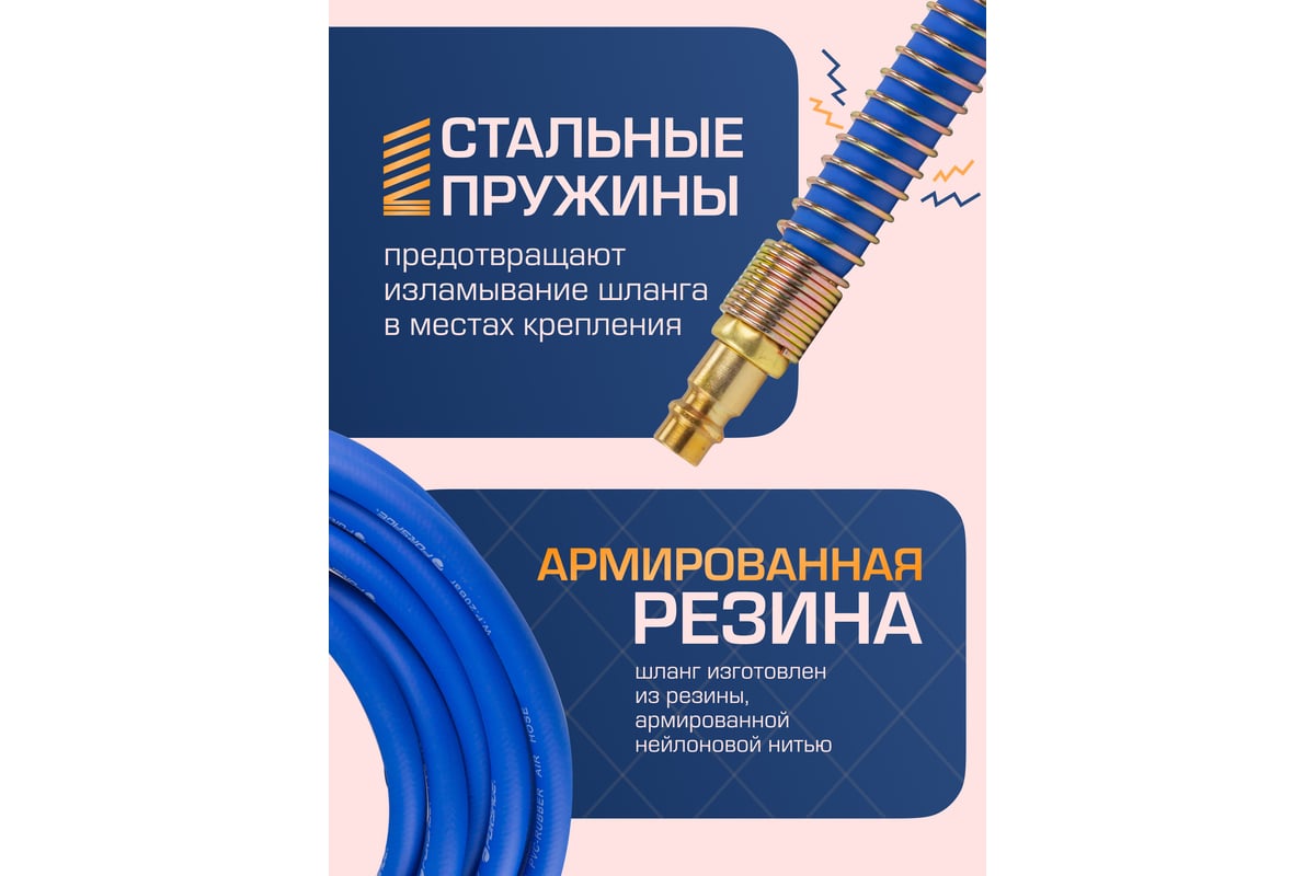 Шланг резиновый воздушный армированный с фитингами 8x14 мм, 20 м ...