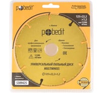 Диск пильный универсальный MULTIWHEEL для УШМ, 125x22.2 мм Pobedit 5309425