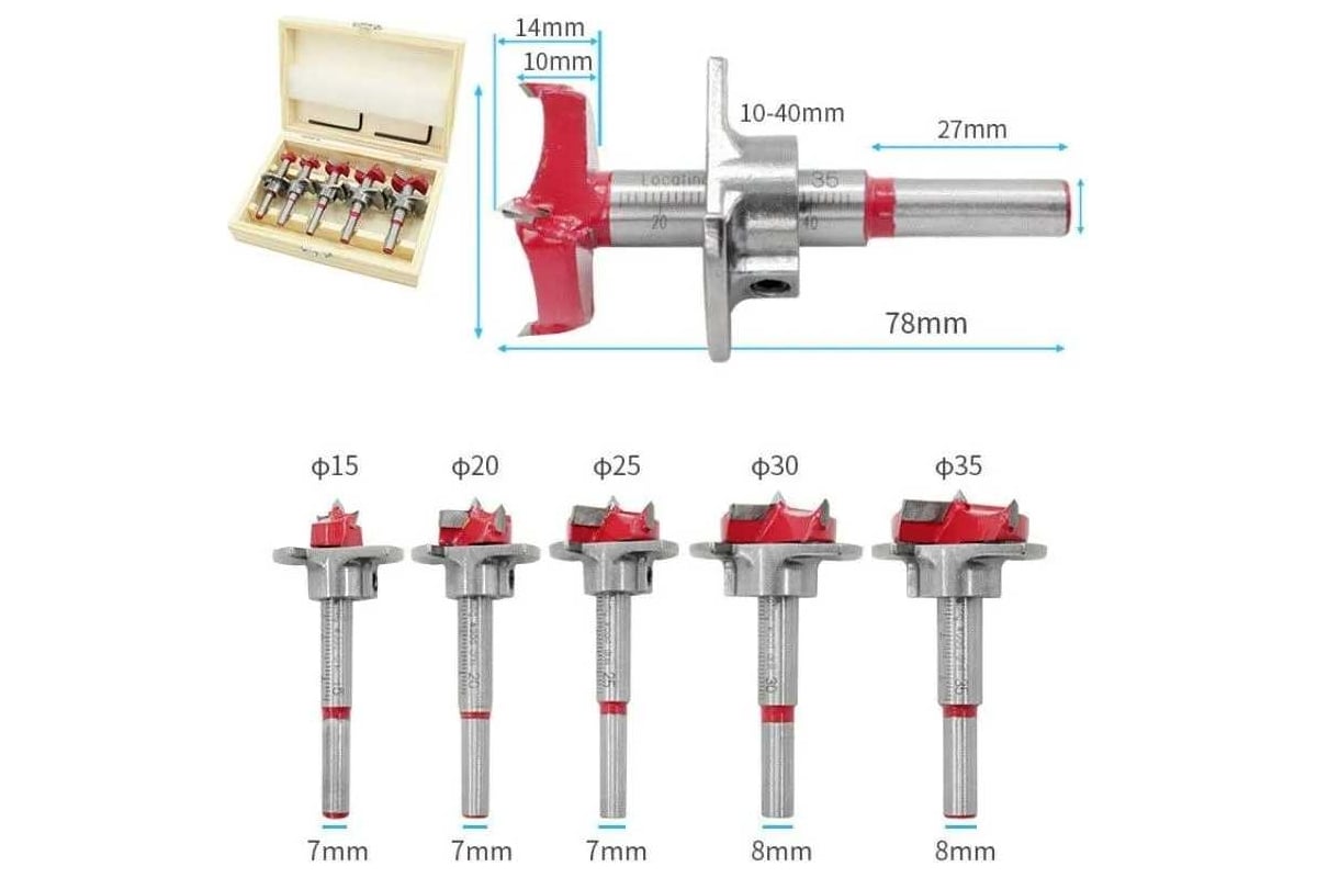 Сверло форстнера 35 с ограничителем для мебельных