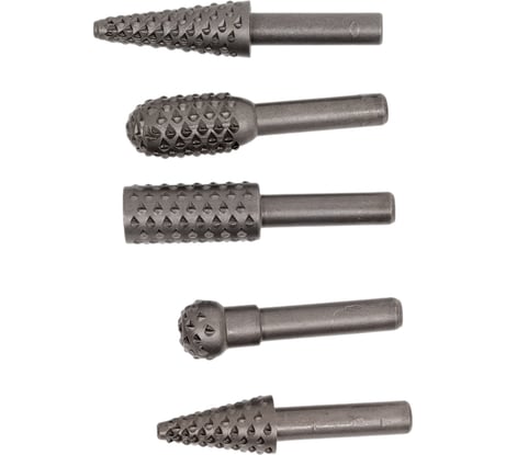 Набор шарошек рашпильных по дереву хв-к 6 мм, L 60 мм, 5 шт Pobedit 2160025