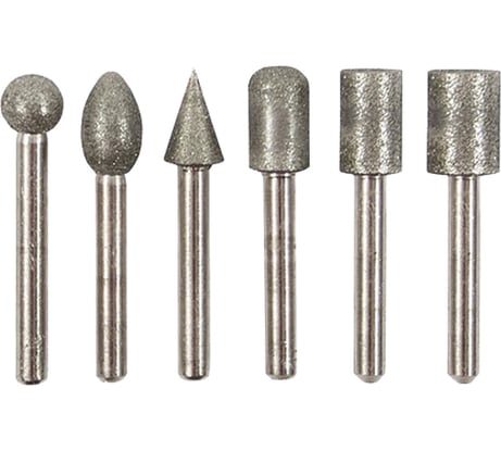 Набор шарошек алмазных хв-к 6 мм, L 60 мм, 6 шт Pobedit 2160626
