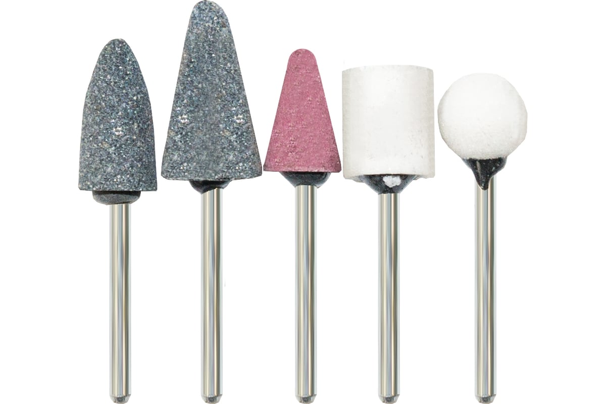 Набор мини-шарошек абразивных хв-к 3 мм, L 40-45 мм, 5 шт Pobedit ...