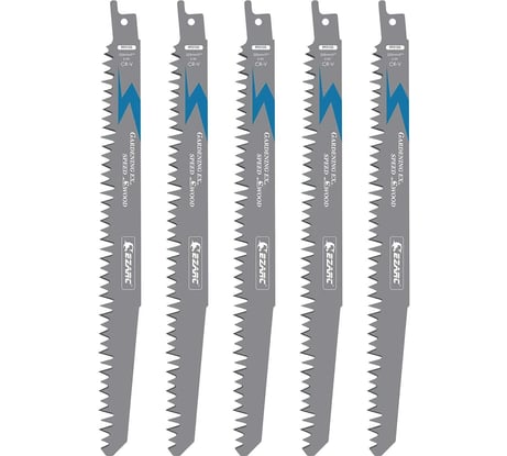Полотна для сабельной пилы по дереву для быстрой резки 5TPI, 225 мм, 5 шт Ezarc 802037
