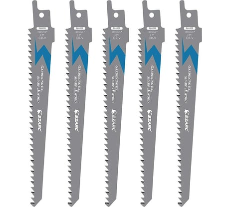 Полотна для сабельной пилы по дереву 150 мм, для быстрой резки 6TPI, 5 лезвий Ezarc 802035