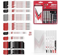 Набор пилок для лобзика по дереву, пластику и металлу 30 шт Ezarc 80293001