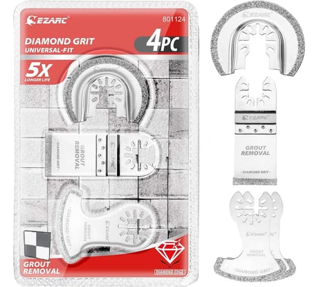 Набор алмазных насадок для реноватора по удалению затирки и демонтажу плитки 4 шт Ezarc 801124