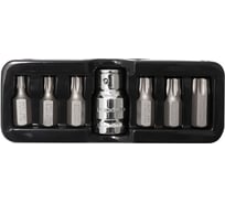 Набор бит TORX с отверстием и битодержателем 7 предметов 1/2 ROCKFORCE RF-4074TH(27218)