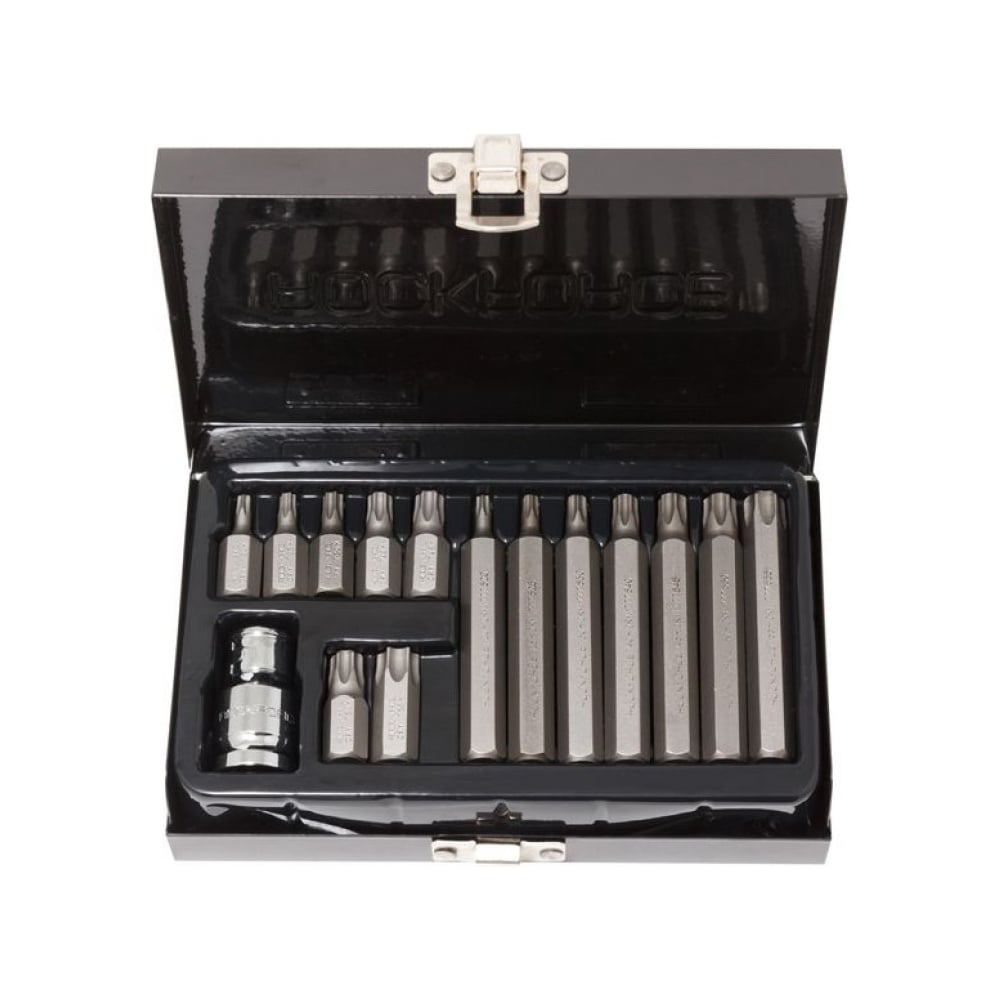 Набор бит TORX с отверстием и битодержателем ROCKFORCE 15 предметов 1/2 ...