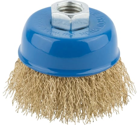 Корщетка, тип "чашка", гайка М14, стальная латунированная волнистая проволока, 65 мм MOS 38941М