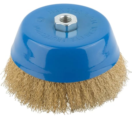 Корщетка, тип "чашка", гайка М14, стальная латунированная волнистая проволока, 150 мм MOS 38945М