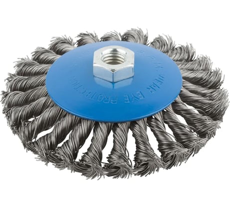 Корщетка, тип "колесо" с наклоном, гайка М14, стальная витая проволока, 125 мм MOS 38938М