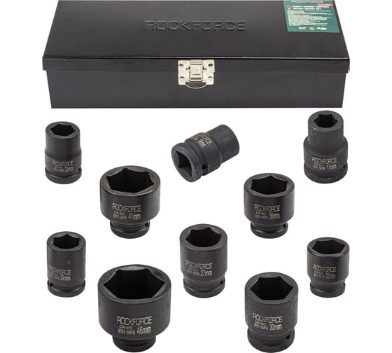Набор головок ударных 6-гранных 10 предметов, 3/4"DR, в кейсе Rockforce RF-6101-5MPB 1