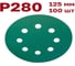 Шлифовальные круги на липучке 125 мм, Р280, 100 шт Vitatools GR-125-P280-100-8 7