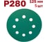 Шлифовальные круги на липучке 125 мм, P280, 5 шт Vitatools GR-125-P280-5-8 2