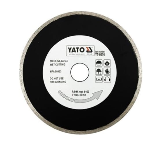 Отрезной алмазный диск, мокрая резка 180 мм YATO YT-6016