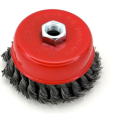 Щетка чашечная жгутовая 100 мм, М14, ворс сталь 0.5 мм, для УШМ EuroBrush 7-003