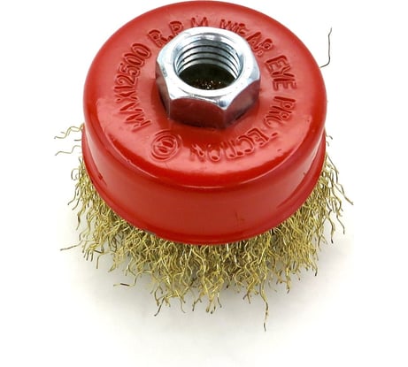 Щетка чашечная 65 мм, М14, ворс гофрированная латунированная сталь 0.3 мм, для УШМ EuroBrush 7-005
