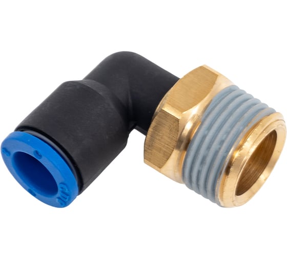Фитинг цанговый угловой 8 мм с наружной металлической резьбой CDC Pneumatics PL 0803 1