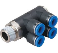 Фитинг цанговый коллектор резьба R1/4 четыре выхода под трубку 8 мм CDC Pneumatics PAT 08022N 0802(2)N