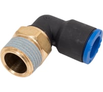 Фитинг цанговый угловой 10 мм с наружной металлической резьбой R3/8 CDC Pneumatics PL 1003