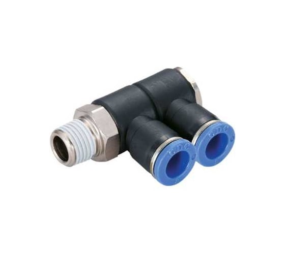 Фитинг цанговый коллектор 08022N резьба R1/4 два выхода под трубку 8 мм CDC Pneumatics PHL 0802(2)N 1