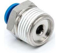 Фитинг цанговый прямой 6 мм с наружной металлической резьбой R3/8 CDC Pneumatics PC 0603