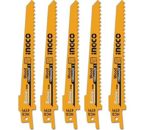 Полотна по дереву для сабельной пилы 150 мм, 5 шт INGCO RSB611D