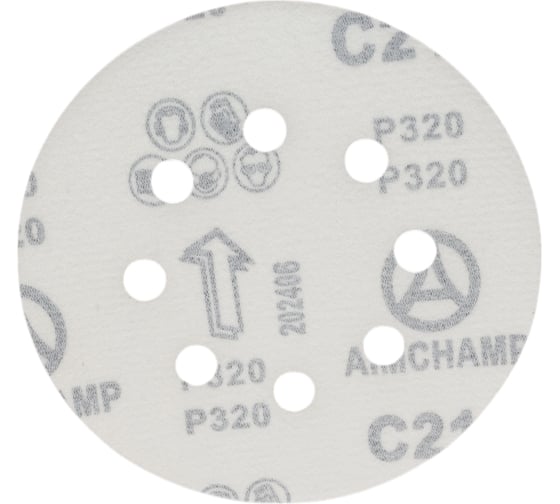 Круги шлифовальные на липучке 125 мм, Р320, 10 шт Vitatools R-125-P320-10-8