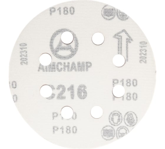Круги шлифовальные на липучке 125 мм, Р180, 10 шт Vitatools R-125-P180-10-8