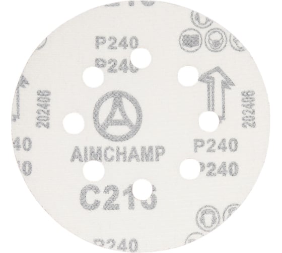 Круги шлифовальные на липучке 125 мм, Р240, 10 шт Vitatools R-125-P240-10-8