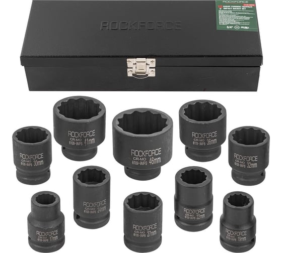 Набор головок ударных 12-гранных 10 предметов, 3/4"DR, в кейсе Rockforce RF-6109-9MPB 1
