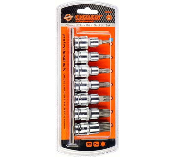 Набор бит TORX 1/2"DR, 7 шт KINGQUEEN WIB-8