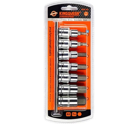Набор шестигранных бит HEX, 1/2"DR, 7 шт KINGQUEEN WIB-8A