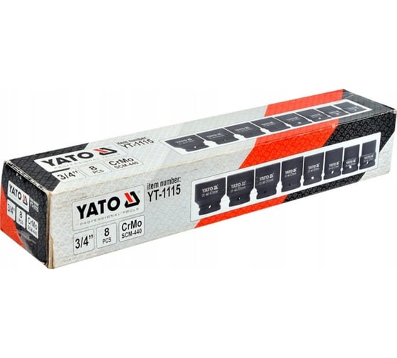 Набор торцевых ударных головок (8 шт, 3/4", 22-41 мм) YATO YT-1115
