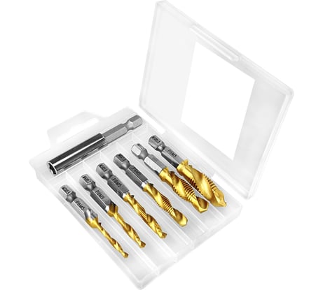 Набор сверло-метчик с титановым покрытием 7 предметов Vertextools 0089-7