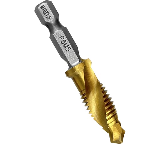 Сверло-метчик с титановым покрытием M10x1.5 мм, 26x59 мм Vertextools 7090-10