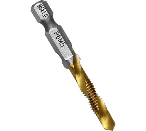 Сверло-метчик с титановым покрытием M6x1.0 мм, 18x56 мм Vertextools 7090-6