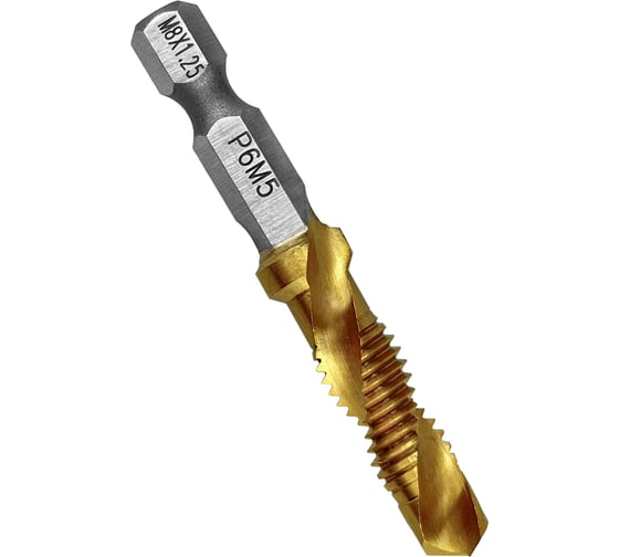 Сверло-метчик с титановым покрытием M8x1.25 мм, 24x58 мм Vertextools 7090-8