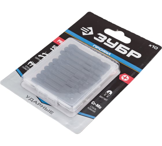 Биты ПРОФИ Зубр, тип хвостовика E 1/4", PH3, 50 мм, 10 шт. 26021-3-50-S10