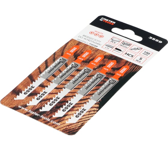 Полотно для лобзика T101DP по дереву 6TPI 100 мм 5 шт FASTER TOOLS 3559