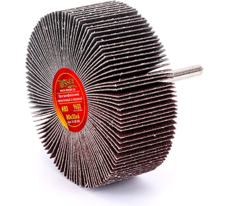 Круг шлифовальный лепестковый с оправкой на шпильке (80х30х6 мм; P80) MESSER 11-80-080