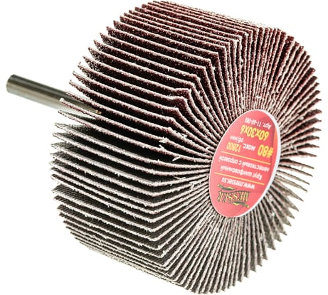 Круг шлифовальный лепестковый с оправкой на шпильке (60х30х6 мм; P80) MESSER 11-60-080