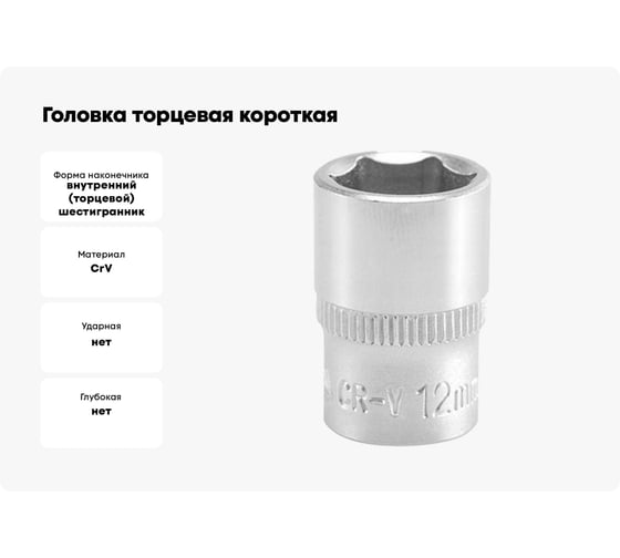 Головка торцевая короткая (12 мм; CrV; 1/4DR) YATO YT-1411