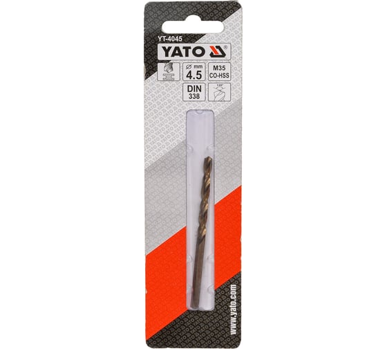 Сверло по металлу Co-HSS (4.5х47х80 мм) YATO YT-4045 1